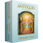 Coffret d’oracle « Les portes des mondes mystiques » (Denise Linn), boîte bleu clair avec illustration de portes ouvertes sur un paysage lumineux, vu en perspective avec tranche visible.