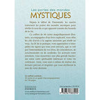 Quatrième de couverture du coffret « Les portes des mondes mystiques » sur fond bleu clair, avec texte de présentation, mention « 44 cartes et un guide d’accompagnement », logo Éditions Exergue et code-barres.