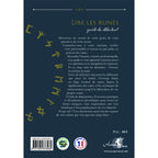 Quatrième de couverture du livre Lire les runes, guide du débutant, fond bleu avec résumé, symboles runiques à gauche et code-barres en bas.