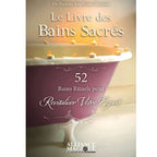 Le Livre des Bains Sacrés du Dr Paulette Kouffman Sherman, illustré par une baignoire à l'ancienne de couleur mauve, dont le rebord est orné de petites bougies allumées.