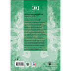 Loki - Introduction au Dieu de la Malice et des Illusions de Dagulf Loptson, sa quatrième de couverture présentant le résumé de cet ouvrage consacré au dieu de la mythologie nordique sur un fond vert marbré.