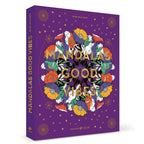 Mandalas Good Vibes d'Alan Guilloux, sa couverture violette illustrant un grand mandala floral coloré, surmonté de lettres dorées et d'étoiles.