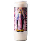 Neuvaine blanche « Vierge Marie » avec illustration colorée sur fond blanc.