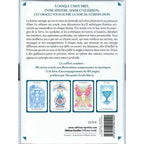 L'Oracle des 13 Lunes présentant son texte de présentation au verso et quatre cartes illustrées aux tons bleus, roses et dorés.