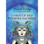 Boîte « L’Oracle des Pythies sacrées » : couverture bleue avec visage stylisé de femme entourée de serpents.