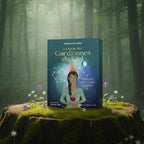 Coffret bleu nuit L'Oracle des Gardiennes du Ciel de Sandrine Verrycken posé sur une souche, illustré d'une femme avec une flamme sur la tête et des constellations par Tiphanie Ose.