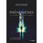 La couverture du livre Phénomènes montre une silhouette marchant vers une colonne de lumière cosmique sur fond noir.