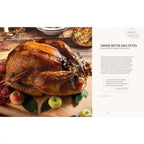 Double page présentant la recette de la "Dinde rôtie des fêtes à la mode de Square Grimmaurd" avec une grande photographie culinaire.