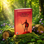 Livre Révélez votre Déesse Guerrière - HeatherAsh Amara sur mousse sacrée au pied d'un arbre, entouré de fleurs violettes sous des rayons de soleil magiques.