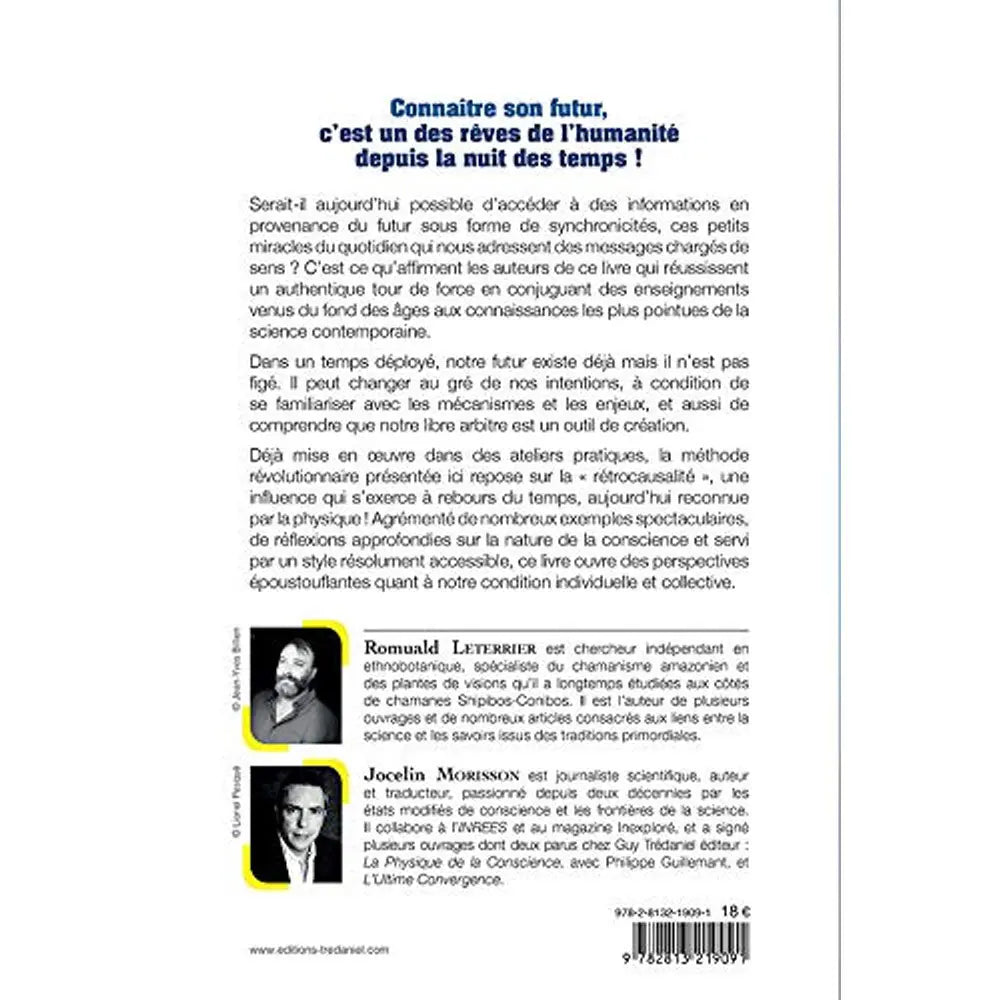 Quatrième de couverture du livre Se souvenir du futur, présentant le résumé et les biographies avec portraits des deux auteurs sur un fond blanc.