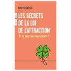 Les Secrets de la Loi de l'Attraction de Geneviève Krebs, sa couverture couleur saumon épurée illustrant un trèfle à quatre feuilles vert dessiné d'un seul trait continu en partie basse.