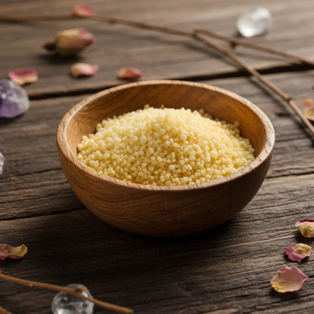Bol de Granulés Sel Infusé - Cannelle Orange de couleur jaune sable pour rituel de chaleur et prospérité
