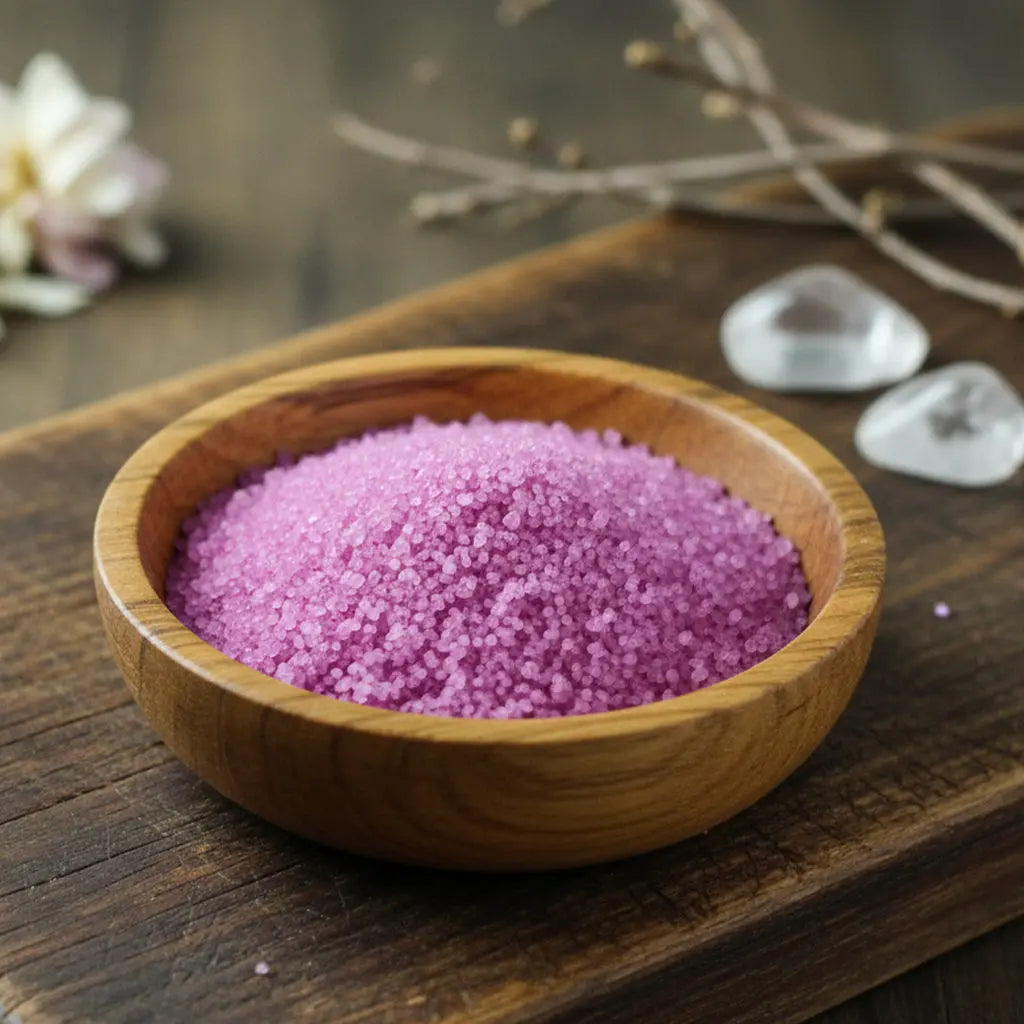 Bol de Granulés Sel Infusé - Figue Cassis de couleur violette pour rituel d'intuition