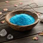 Bol de Granulés Sel Infusé - Obsession de couleur bleu cyan vibrant pour rituel d'envoûtement