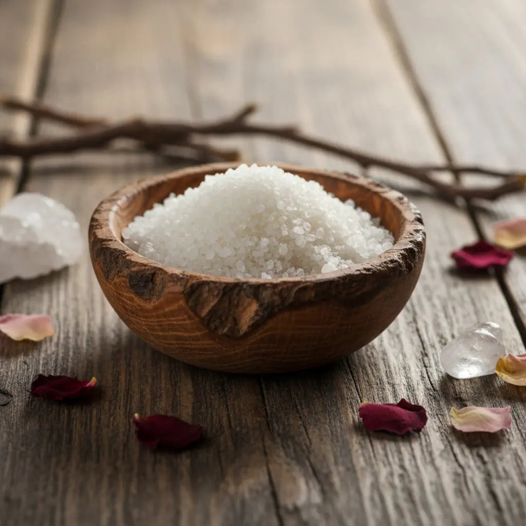 Bol de Granulés Sel Infusé - Frankincense Oliban aux cristaux blancs purs pour rituel de purification sacrée