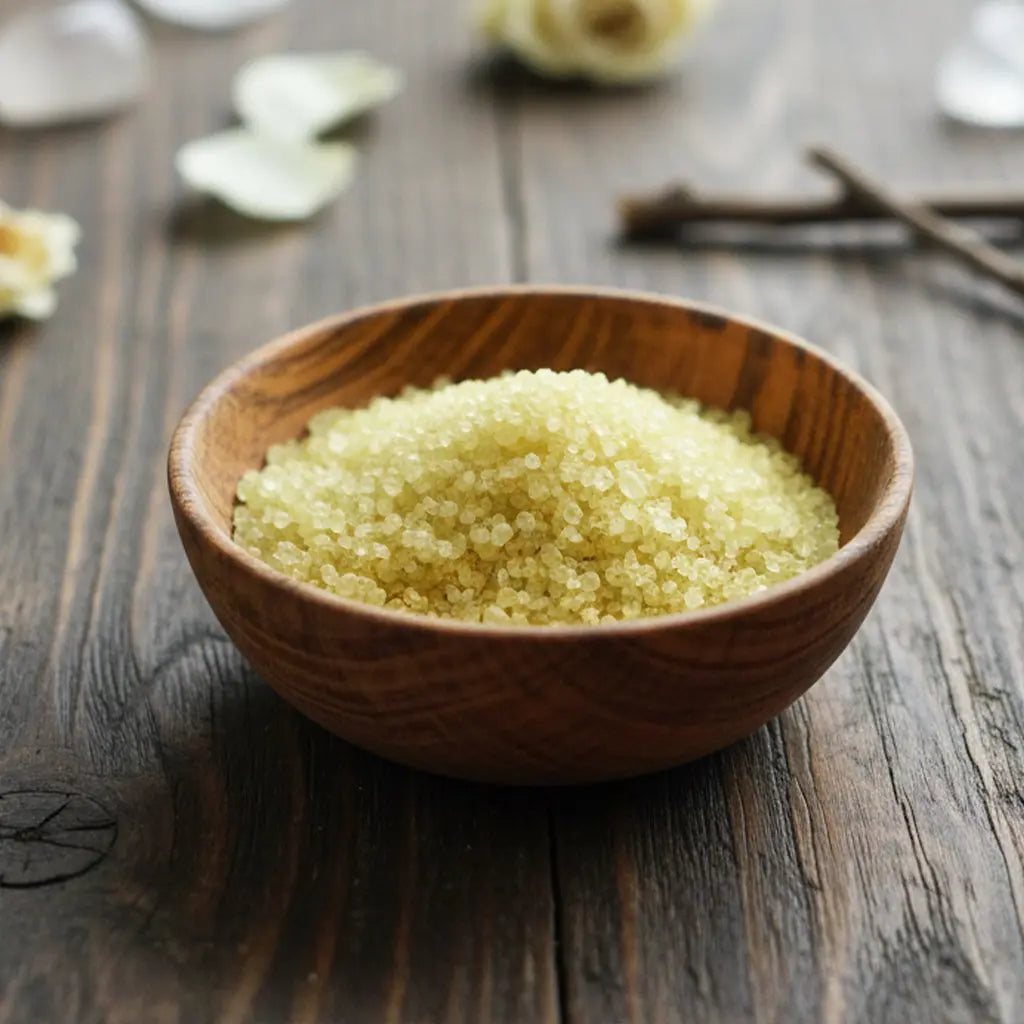 Bol de Granulés Sel Infusé - Relaxation de couleur jaune pâle pour rituel zen