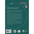 Quatrième de couverture du livre Sorcières vertes - T1, présentant le texte de présentation "Une initiation aux bases de la sorcellerie prodiguée par une sorcière héréditaire" encadré par des lignes pointillées blanches sur fond vert foncé.