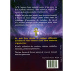 Quatrième de couverture du livre Talismans, Pentacles & Protections, présentant le texte de présentation et une croix d'Ankh dorée sur fond de ciel étoilé violet.