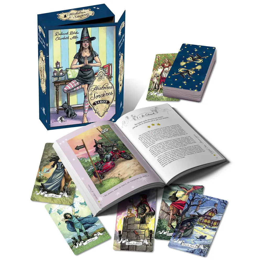 Histoires de Sorcières – Coffret : un tarot illustré + un livret explicatif, pour des tirages intuitifs dans un univers féérique et moderne.