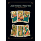 Visuel « Le Tarot symbolique d’Oswald Wirth » sur fond noir, avec six cartes de tarot dorées illustrées.