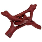 Trépied en bois sculpté de couleur acajou pour boule de cristal ou bol chantant.
