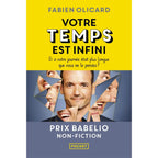 Livre "Votre temps est infini" de Fabien Olicard aux éditions Pocket sur fond jaune et gris.